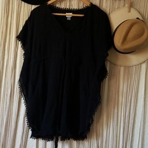Black boho embroidered tunic